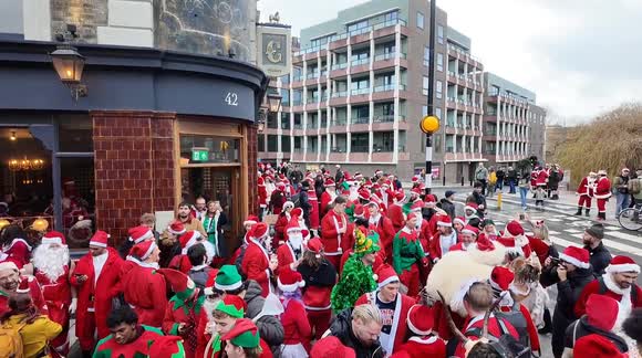 At this years annual Santacon London Some Santas get very drunk
