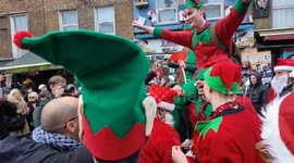 At this years annual Santacon London Some Santas get very drunk in Camden