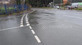 So much rain has fallen on plymouth in devon the roads are breaking away. the drains are bursting. and the roads are now breaking away