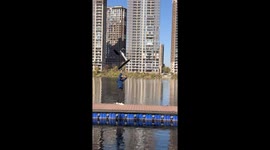 Hydrofoil board launch attempt fails in Zhejiang, China