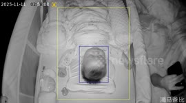 Infant startled awake by loud snore in Guangdong, China