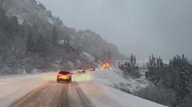 Drivers battle along icy roads in Cottonwood Canyons