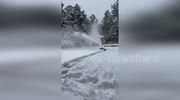 Robotic snowblower carves through fresh powder in Colorado
