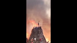 Dozens of traditional straw homes burned down by fire in Indonesia