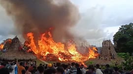 Fire ravages dozens of traditional straw homes in Indonesia