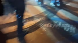 US, Los Angeles: Riverside Hundreds Of Trucks Take Over Department Of Social Services Parking Lot For Burnout Show