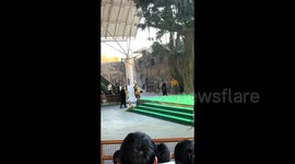 Terrifying moment bear mauls keeper during show at Chinese zoo - visitors watch on in shock