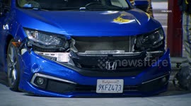 US, Los Angeles: Westmont Metro Bus Flees Crash Scene With Sound On Tape