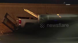 US, Phoenix: Tempe Driver Arrested After Impaling Pickup On Guardrail