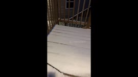 Fresh Snowfall Covers Deck Area in Mt. Washington, Kentucky