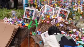 China: People mourn victims of Hong Kong building fire at public park