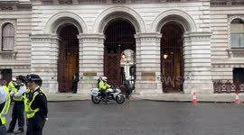 Emmanuel Macron and Friedrich Merz, Leaders of France and Germany  leave Peace talks with Uk and Ukraine in Downing Street
