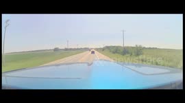 Near Miss With Semi As Woman Falls Out of Utility Vehicle