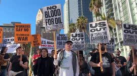 Demonstrators in Los Angeles rally against US policy toward Venezuela