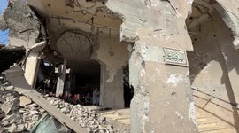 War-torn Palestinians perform Friday prayers on rubble of Gaza mosque destroyed in attacks
