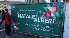 Christmas tree for Milano-Cortina 2026 Winter Olympics illuminated in Italy