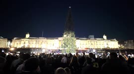 Ceremony marks lighting of Norway’s gifted tree in London's Trafalgar Square