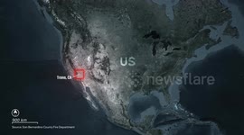 MOTION GRAPHICS - Firefighters respond to reported F-16 crash in California