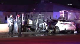US, Phoenix: Phoenix Fiery Crash Involving Power-Wash Truck