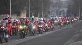 'Moto Santas' ride through Krakow to deliver gifts to children's hospital