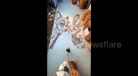 Chinese farmer uses grain to form images of Zootopia's Judy and Nick