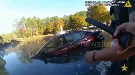 Deputies Rescue Driver From Car Submerged in Retention Pond