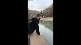 Man Turns River Fall Into Photo Op