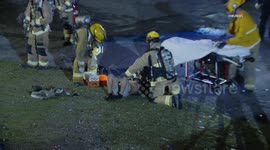 US, Los Angeles: Westlake Car Catches Fire After Crashing Into Park