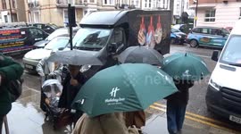 Christmas lights arrive at Holiday Inn London - Kensington on a rainy day in November