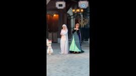 Anna, Elsa and Olaf at World of Frozen, Paris