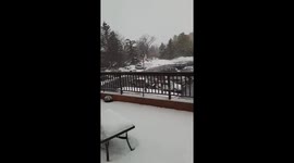 Heavy snowstorm blankets area, reducing visibility and covering roads in Michigan, USA