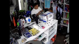 Coworker accidentally hits woman with box tape in Quito, Ecuador