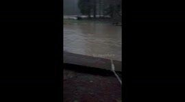 Rural area flooded after river overflows in Morton, Washington, USA