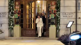 Maria Corina Machado leaves her hotel in Oslo to collect Nobel Peace Prize