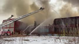 Historic building in Indianapolis erupts in flames as wall collapses
