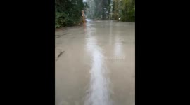 Sudden flood overwhelms roads in Fall City, Washington, USA