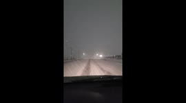 Whiteout winter storm creates dangerous, low-visibility highway drive in Shakopee, USA
