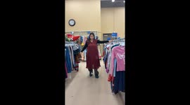Thrift store mishap with roller-skating girl in Austin, Texas, USA