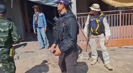 Homes damaged by Cambodian rockets launched into northeast Thailand