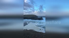 UK: Sea Foam Fury Unleashed At Yesnaby During Storm Bram