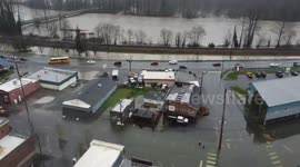 Drone captures widespread flooding in Sultan, Washington, USA