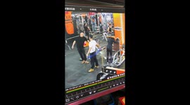 Woman knocked off balance by resistance band in Qinghai, China