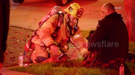 US, Los Angeles: Los Alamitos Dog Treated At Scene Following House Fire