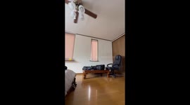 Ceiling fan wobbles during earthquake in Mutsu, Aomori, Japan