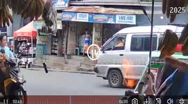 Van catches fire on busy highway in Bulacan, Philippines