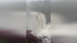 US: Snoqualmie Falls Surges Wildly Amid Atmospheric River In Washington