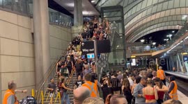 Cross wait for trains after Lady Gaga concert in Sydney, Australia