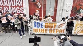 Anti-ICE demonstrators protest outside Home Depot in New York City