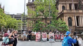 Protesters against abortion held signs outside Sydney Town Hall, Australia