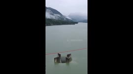 Culmback Dam spillway releases water as conditions improve in Washington, USA